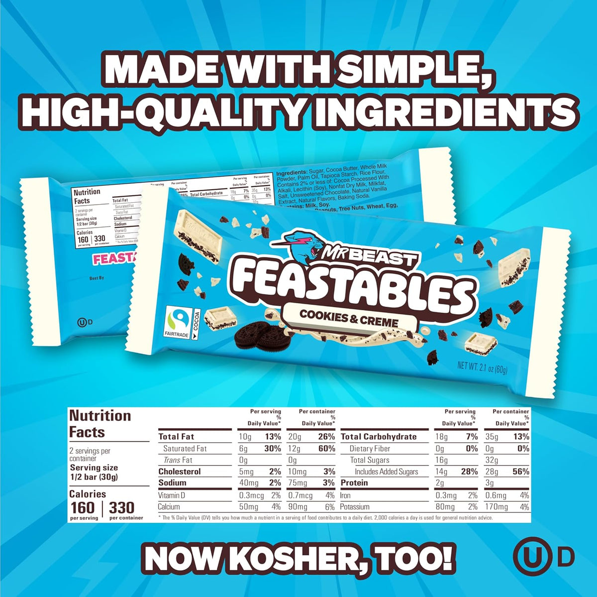 Feastables 曲奇奶香白巧克力棒 60g