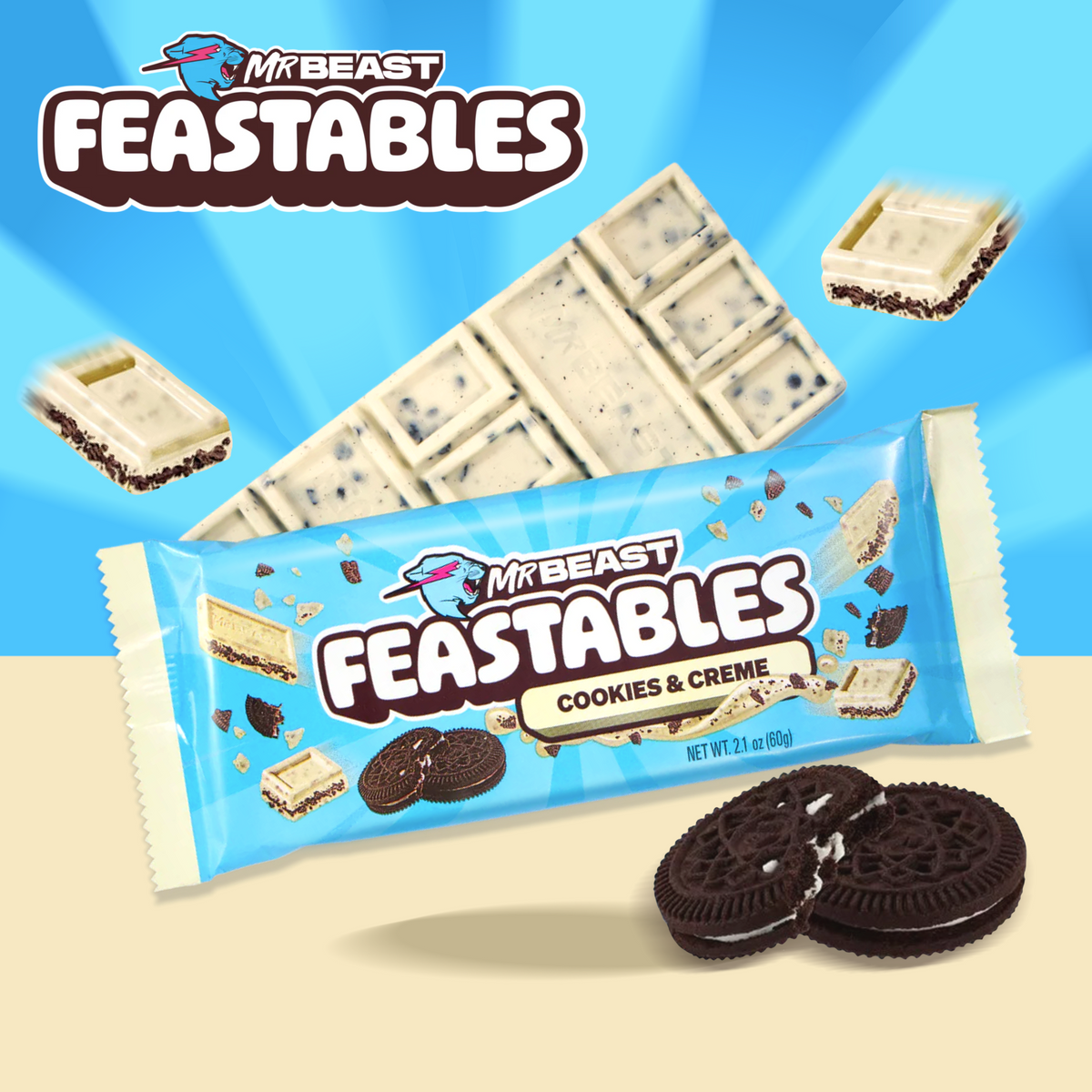 Feastables 曲奇奶香白巧克力棒 60g